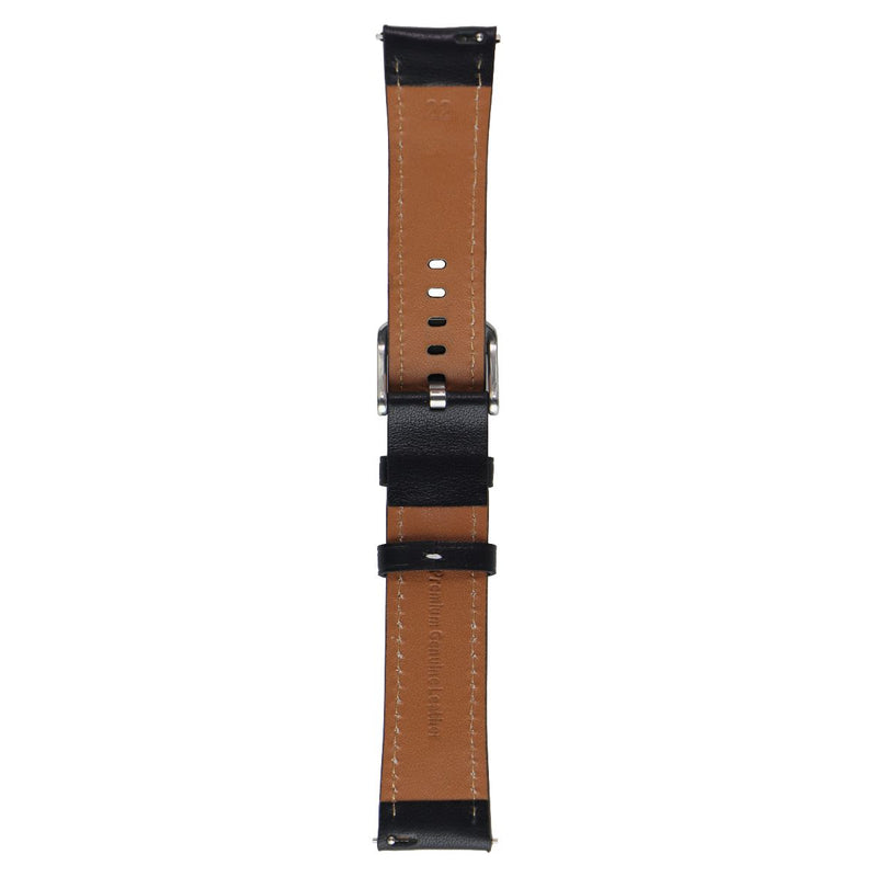 Generic Leather Watch Band with Clasp (22MM) - Black/Silver