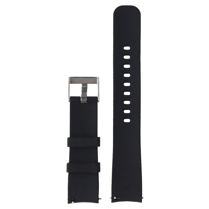 Generic Striped Silicone Watch Band 20MM - Black with Silver Clasp (Large Strap)