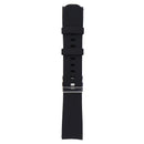 Generic Striped Silicone Watch Band 20MM - Black with Silver Clasp (Large Strap)