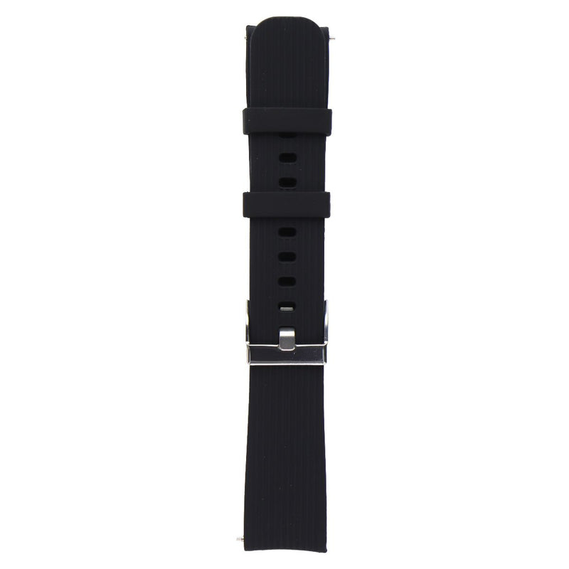 Generic Striped Silicone Watch Band 20MM - Black with Silver Clasp (Large Strap)