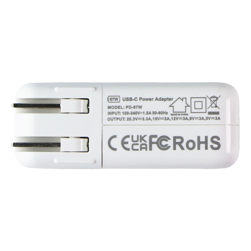 Generic 67W USB-C Power Adapter Wall Charger with Folding Plug - White (PD-67W)