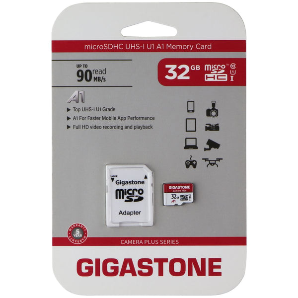 Gigastone 32GB Micro SDHC UHS-1 Class 10 90MBs Memory Card and Adapter