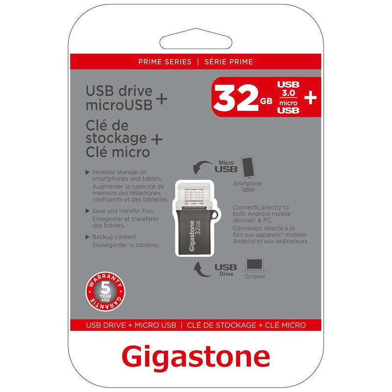 Gigastone OTG USB Drive Metal OTG 32GB USB 3.0 Flash Drive , (GS-U332OTG-R)