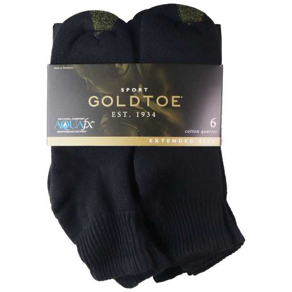 GOLDTOE Men's Cotton Ankle Athletic Socks - Black 6 Pair - Shoe Size (12-16)
