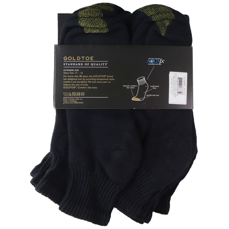 GOLDTOE Men's Cotton Ankle Athletic Socks - Black 6 Pair - Shoe Size (12-16)