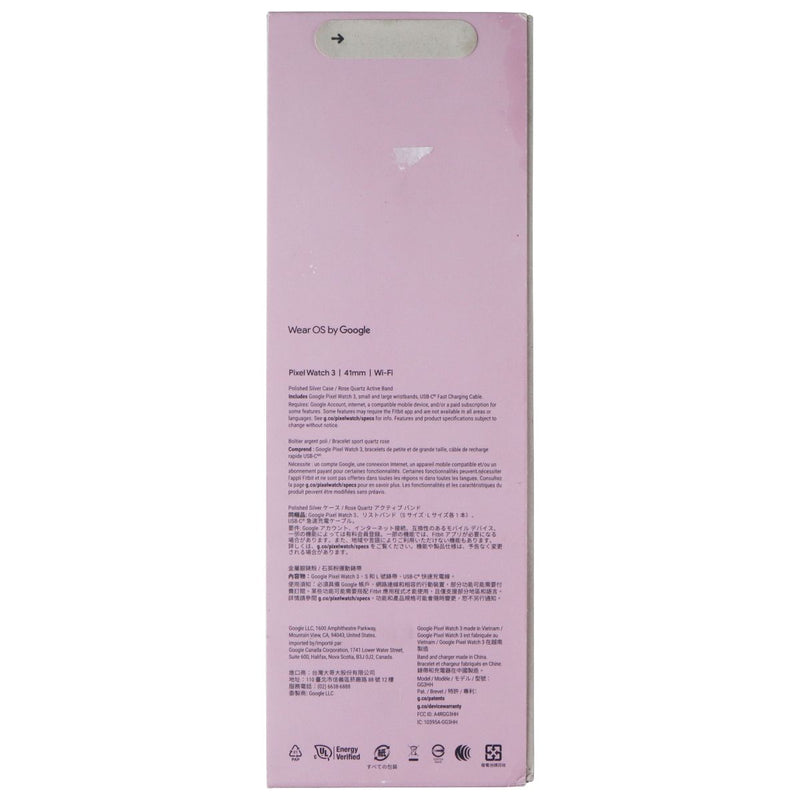 Google Pixel Watch 3 (41mm) Wi-Fi Only - Silver Aluminum/Rose Quartz Band