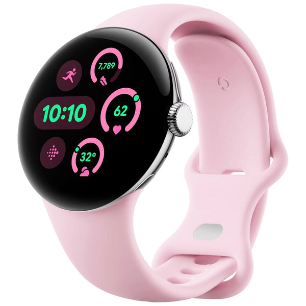 Google Pixel Watch 3 (41mm) Wi-Fi Only - Silver Aluminum/Rose Quartz Band
