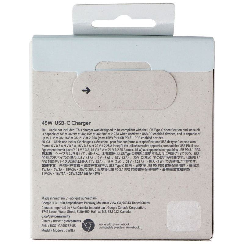 Google 45W USB-C Fast Charging Wall Power Charger - Snow