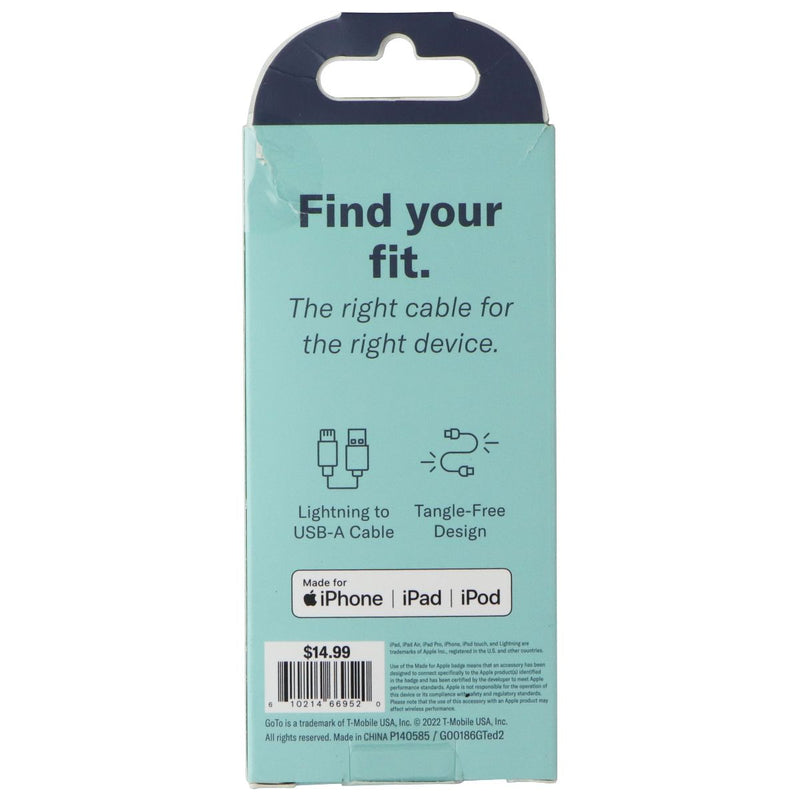 GoTo (4-Foot) Charging Cable with USB-A to 8-Pin Connectors for Apple - Black