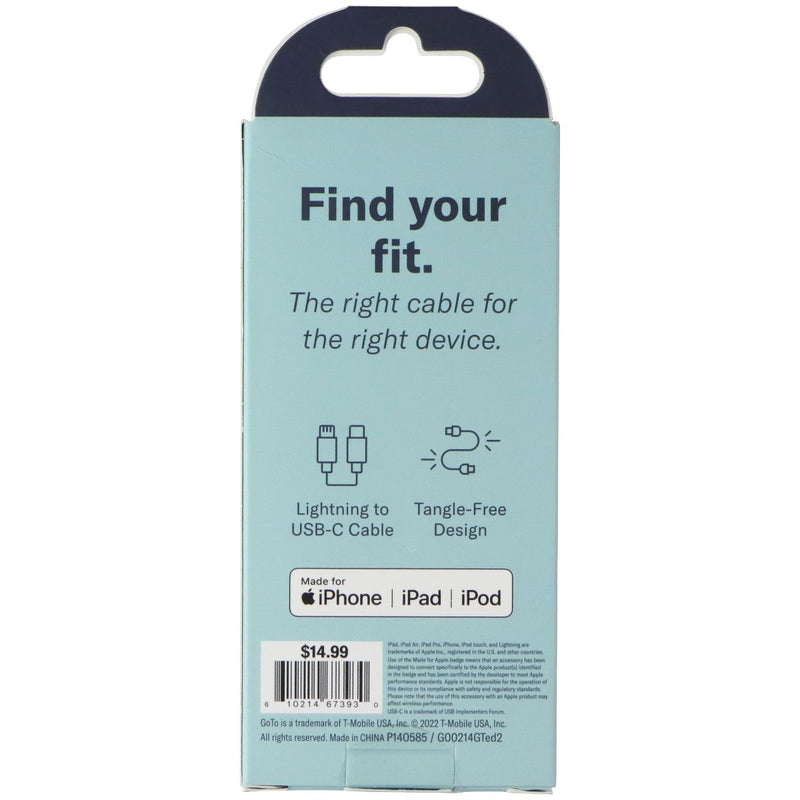 GoTo (4-Foot) Charging Cable with USB-C to 8-Pin Connectors for Apple - Black