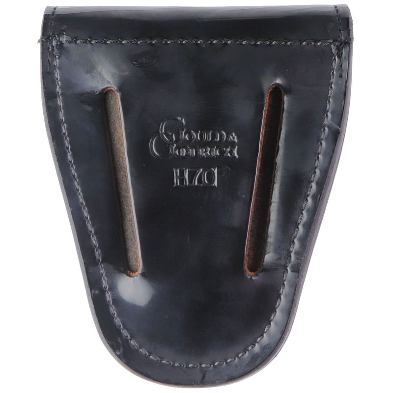 Gould & Goodrich H70 Leather Handcuff Case - Hi-Gloss Black / Brass Snap