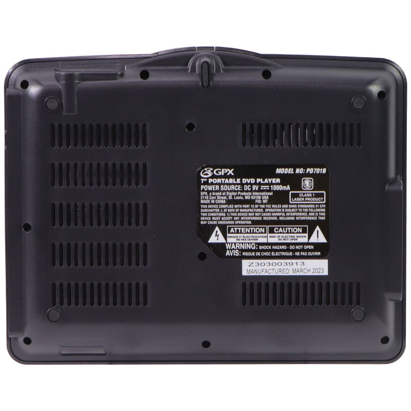 GPX 7-inch Standard Portable DVD Player with Remote - USB-A/SD Card/AV IN/AV OUT