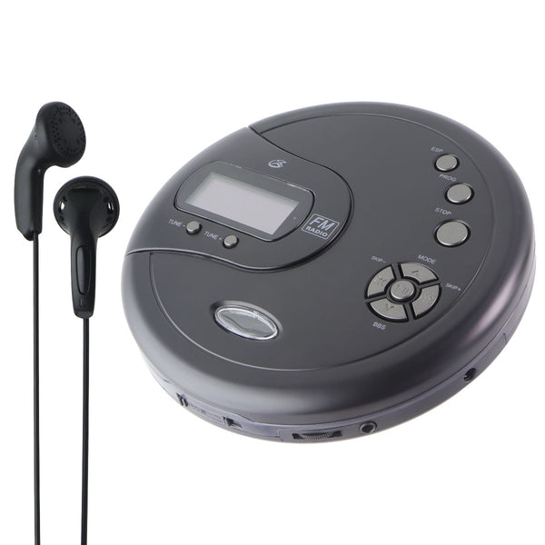 GPX Personal FM Radio CD Player with Headphones - Black (PC332B)