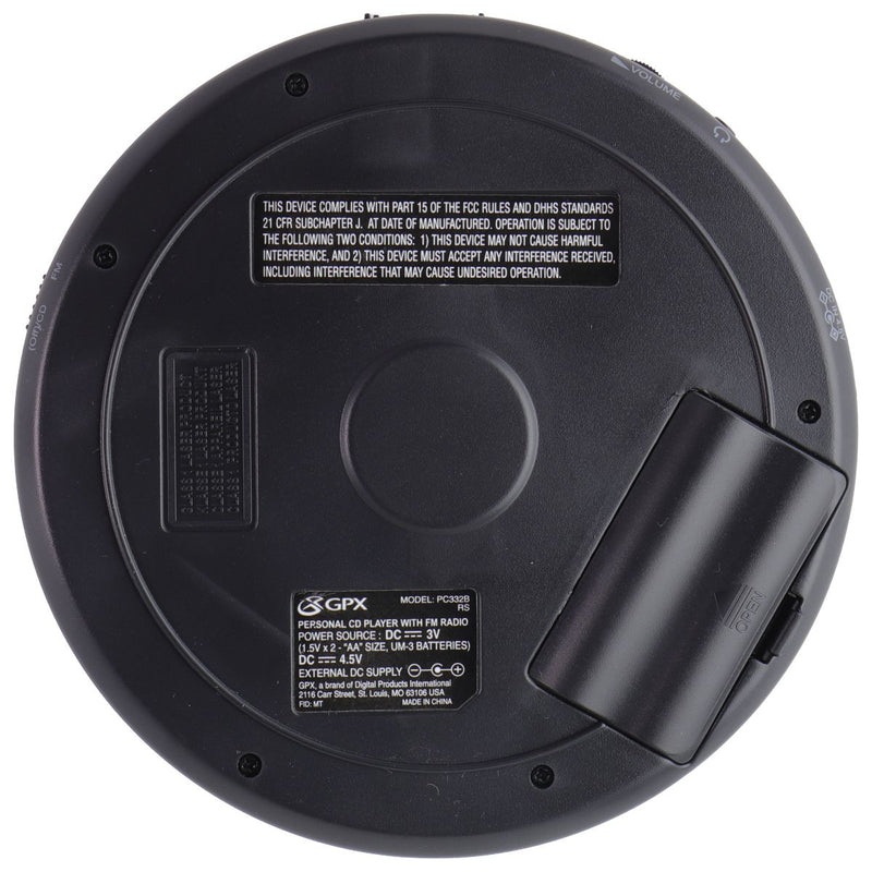 GPX Personal FM Radio CD Player with Headphones - Black (PC332B)