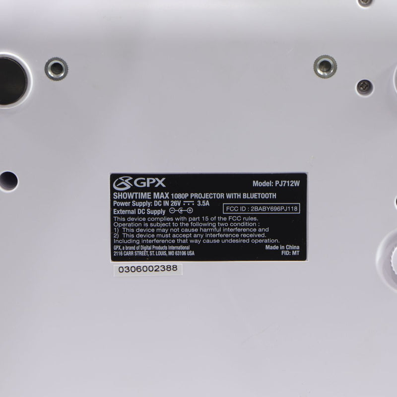 GPX Showtime Max 1080P Projector with Bluetooth (PJ712W)
