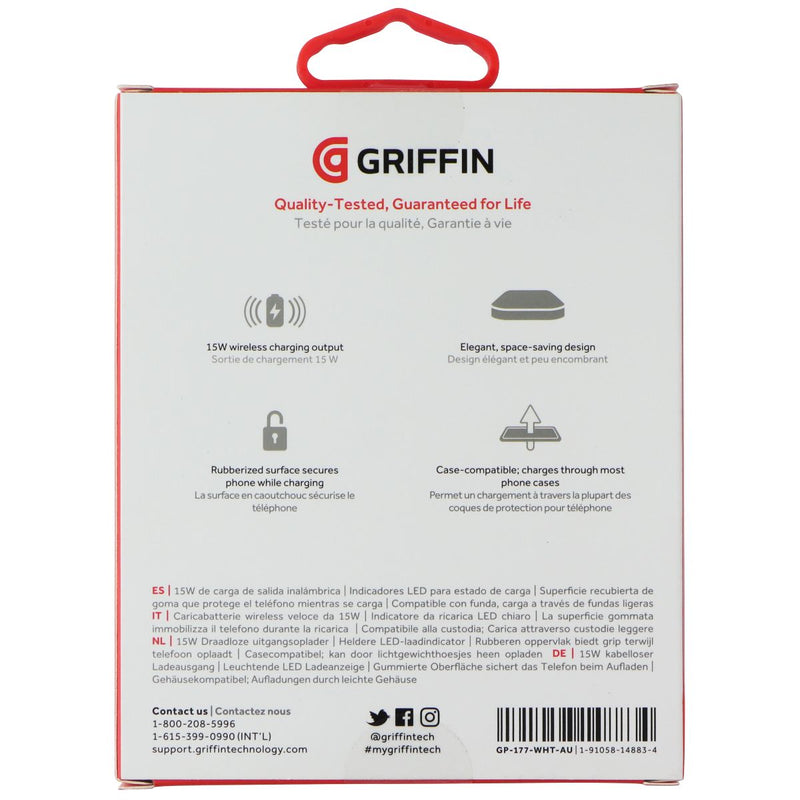 Griffin 15 Watt Magnetic Wireless Charger - White