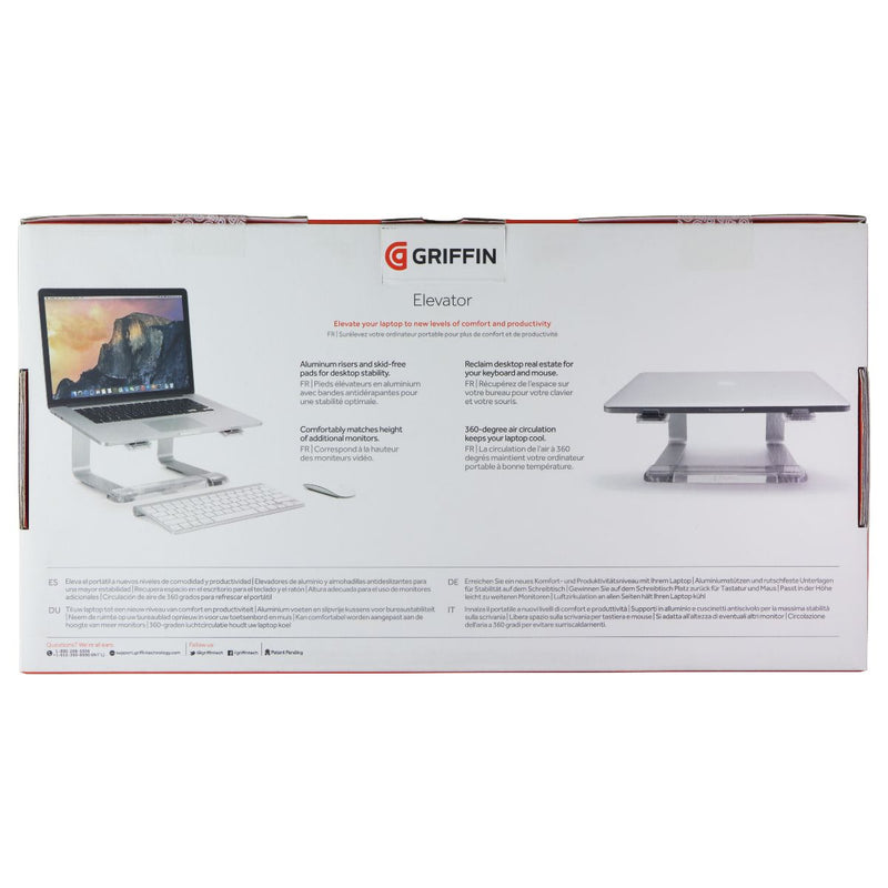Griffin Elevator Aluminum Laptop Stand - Ergonomic Computer Riser - Silver