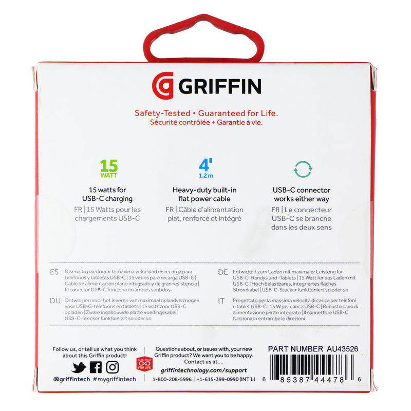 Griffin PowerBlock USB-C MAINS Charger 4FT - Black/Gray (Australian Plug)