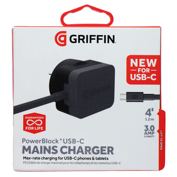 Griffin PowerBlock USB-C MAINS Charger 4FT - Black/Gray (Australian Plug)