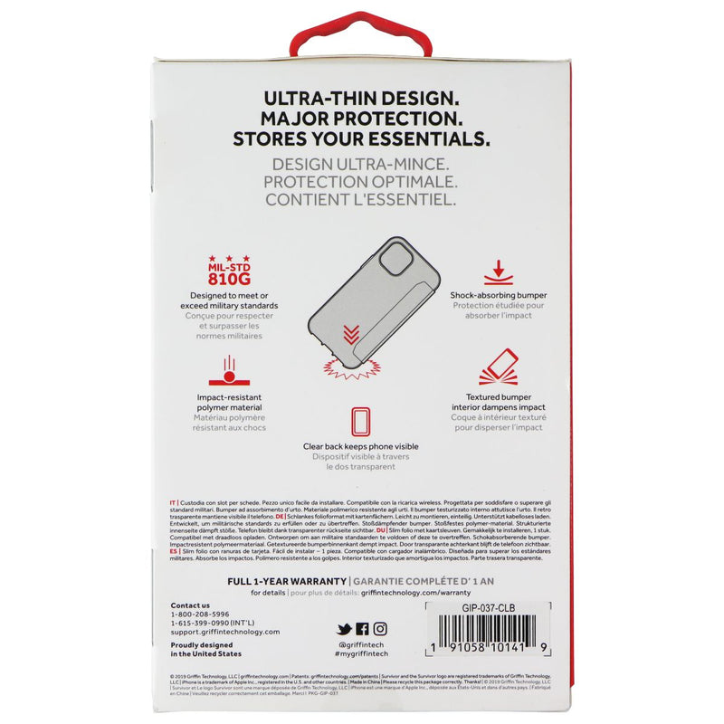 Griffin Survivor Clear Wallet Case for Apple iPhone 11 Pro - Clear/Black