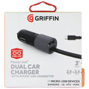 Griffin PowerJolt Dual Car Charger w/ Micro-USB Connector - Black / Gray