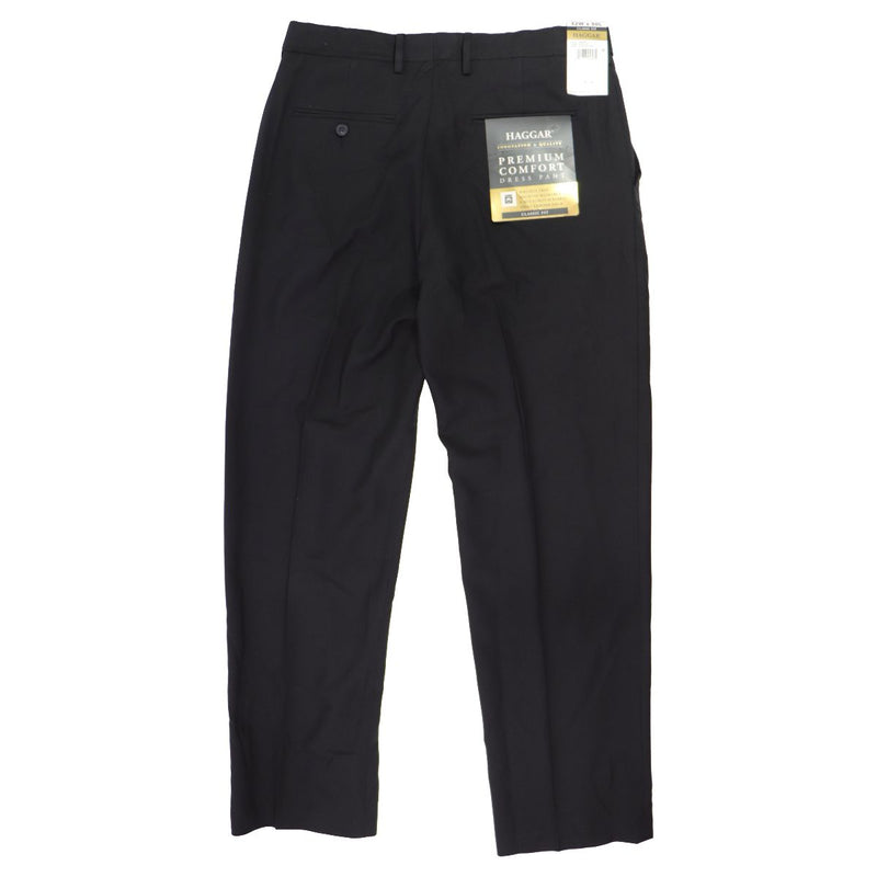 Haggar Men's Classic Fit Flat Front Comfort Pants - Black (Regular, 32W x 30L)