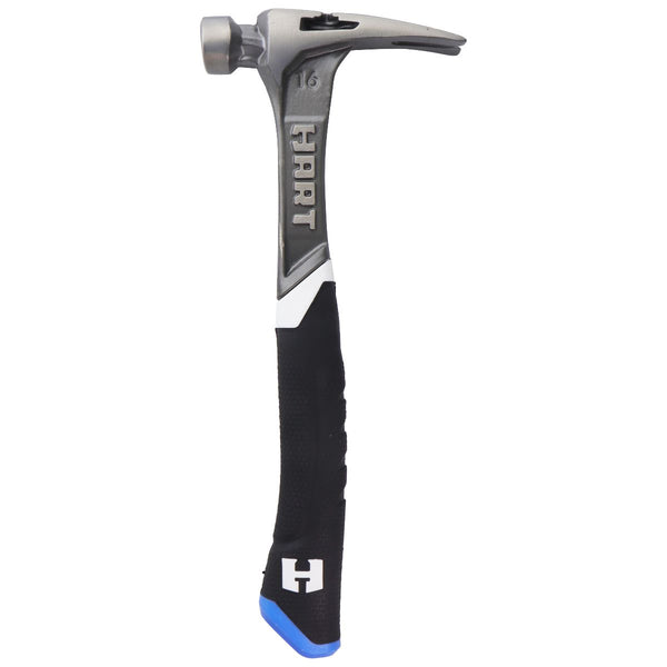 Hart 16oz Fiberglass Hammer with Rubber Grip Rip Claw and Magnetic Nail Starter