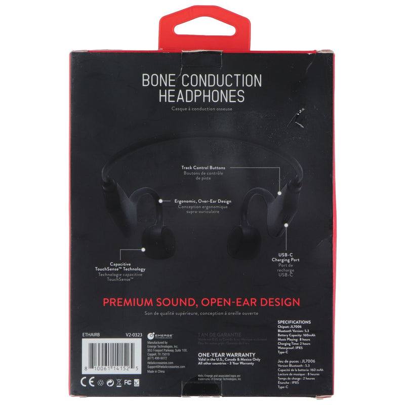 Helix Air Wireless Bone Conduction Open-Ear Headphones - Black