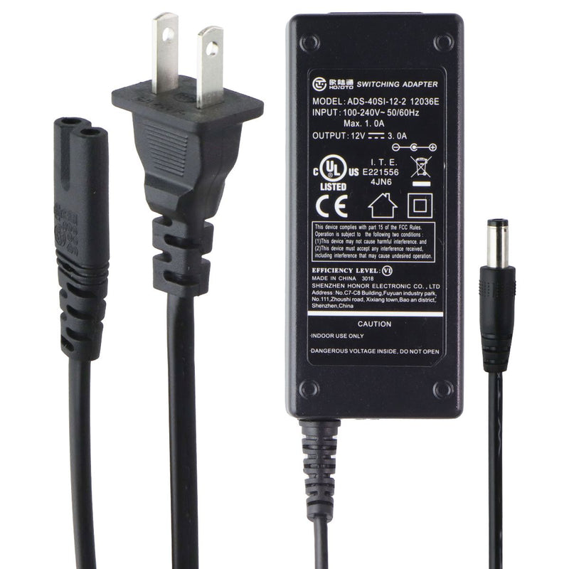 Hoioto (12V/3A) Switching Adapter Power Supply - Black (ADS-40SI-12-2)