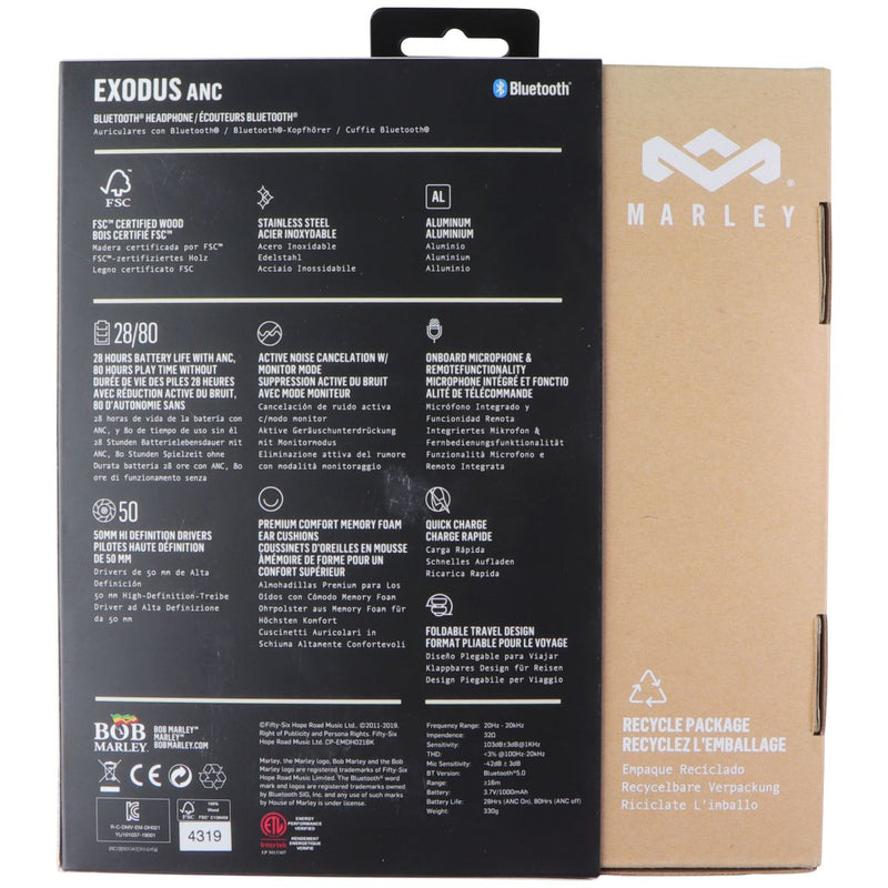 Marley Exodus ANC Bluetooth Headphones - Black