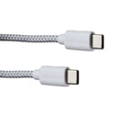 HyperGear 4FT (1.2m) USB-C to USB-C Braided Charge and Sync Cable - White / Gray