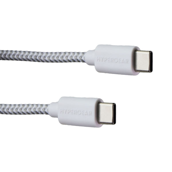 HyperGear 4FT (1.2m) USB-C to USB-C Braided Charge and Sync Cable - White / Gray
