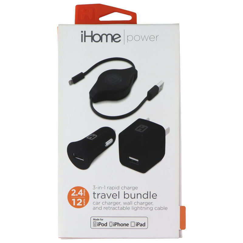 iHome Power 3-in-1 Rapid Charge Travel Bundle (12W) - Black