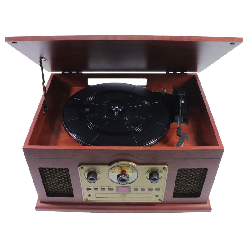 iLive 6-in-1 Bluetooth Turntable Music System - Brown Wood/Gold (ITTB610LW)