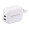 InMotion (4.8A) 2 Port USB-A Wall Charger Travel Adapter - White