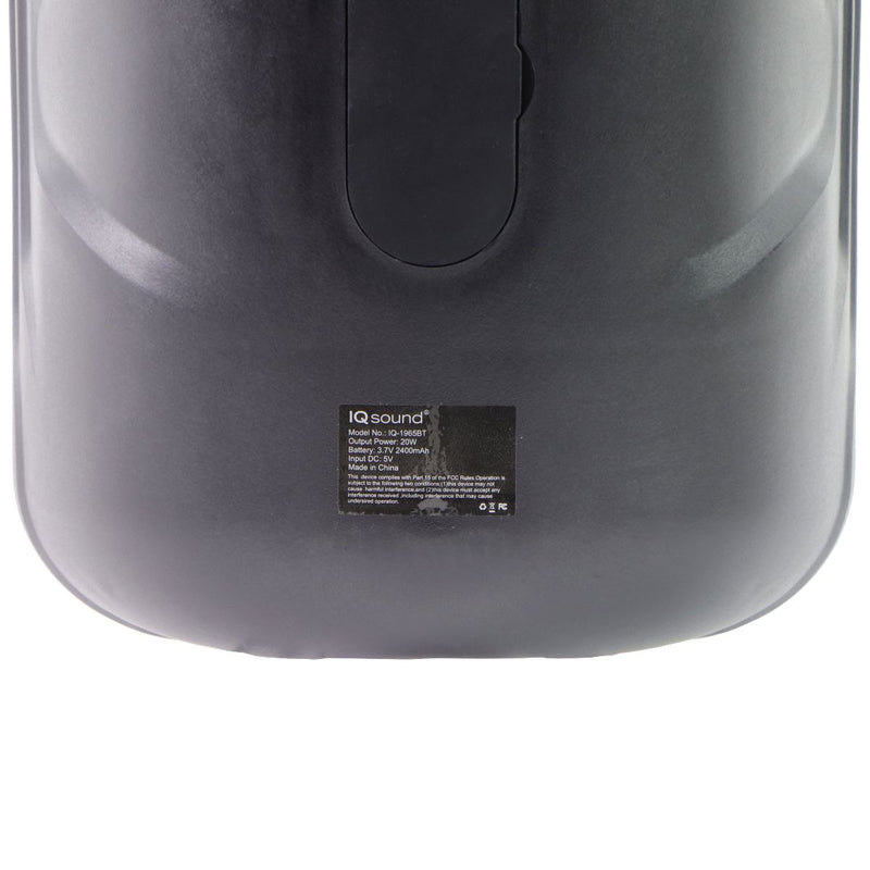 IQ Sound 6.5-in LED Rechargeable Bluetooth Speaker FM Radio - Black (IQ-1965BT)