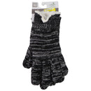 Isotoner Women's Knitted Gloves with Fur - One Size (1SZ) - Black/White Stripe