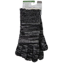 Isotoner Women's Knitted Gloves with Fur - One Size (1SZ) - Black/White Stripe