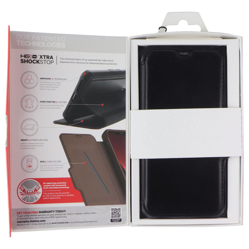 ITSKINS Hybrid // Folio Leather Wallet Case for Apple iPhone 12 Pro Max - Black