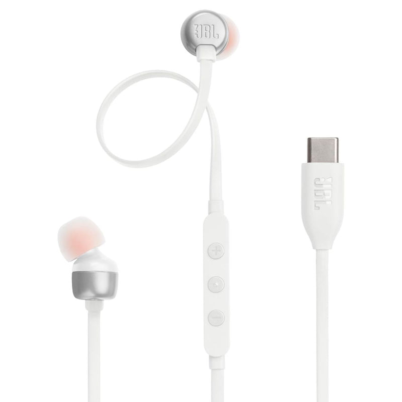JBL Tune 310C Wired Hi-Res USB-C Headphones w/ Mic and 3 Button Remote - White