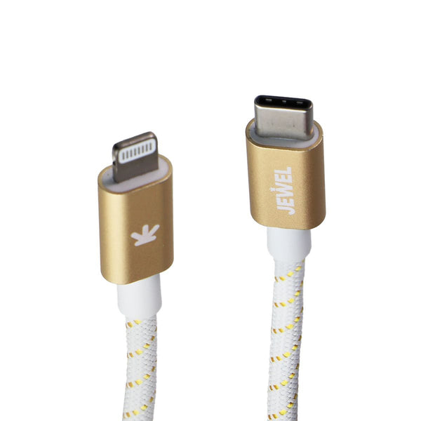 Jewel (4-Ft) USB-C to Lightning 8-Pin Braided Cable - White/Gold