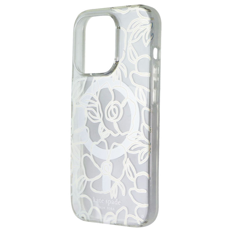Kate Spade Case for MagSafe for Apple iPhone 15 Pro - Modern Floral Silver