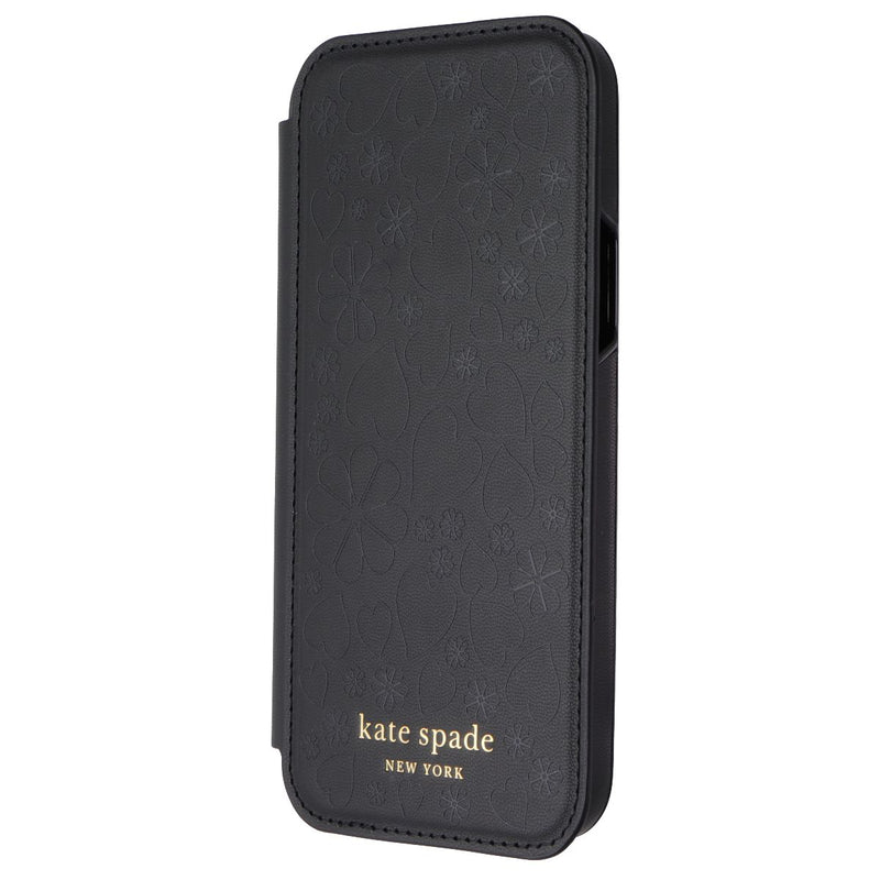 Kate Spade Wrap Folio Case for Apple iPhone 12 / 12 Pro - Black Hearts & Clovers