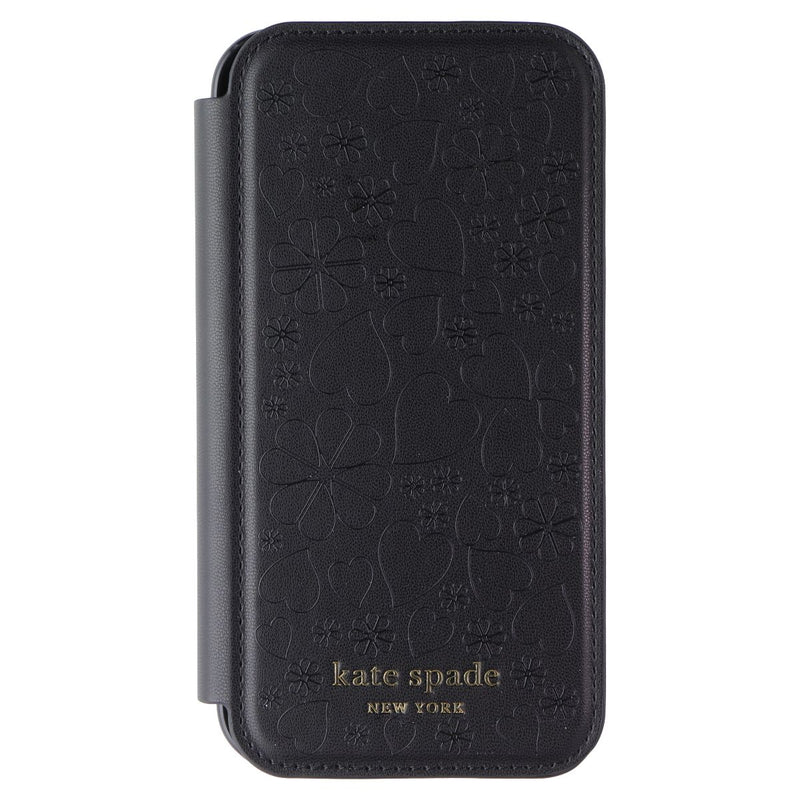 Kate Spade Wrap Folio Case for Apple iPhone 12 / 12 Pro - Black Hearts & Clovers