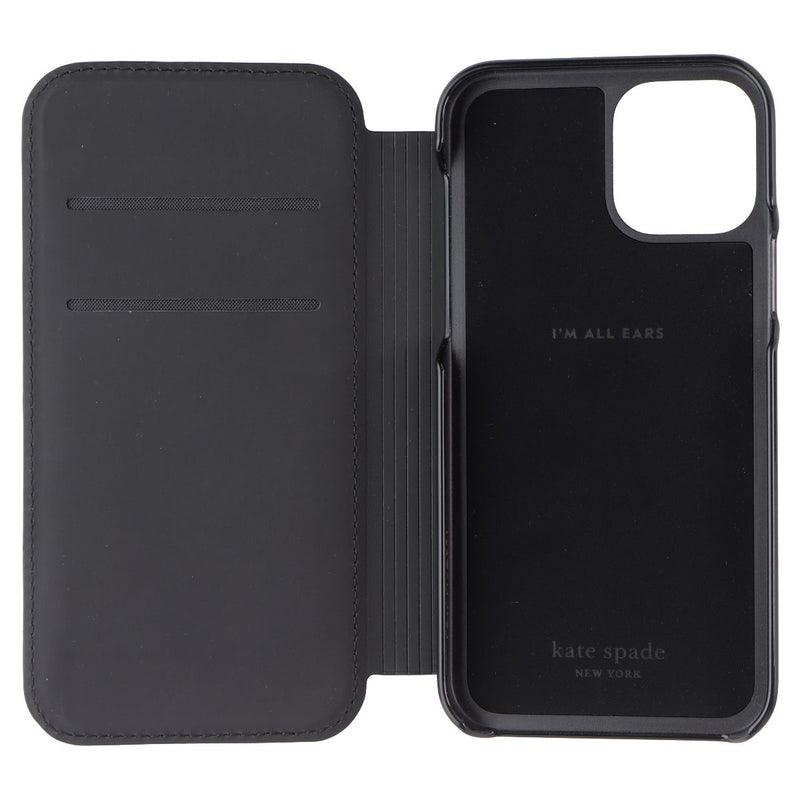 Kate Spade Wrap Folio Case for Apple iPhone 12 / 12 Pro - Black Hearts & Clovers