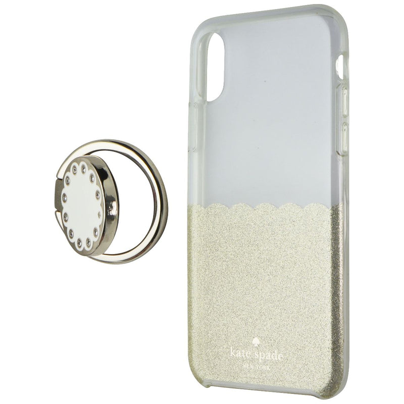 Kate Spade Ring Stand and Case for Apple iPhone X/iPhone XS - Clear/Gold Glitter