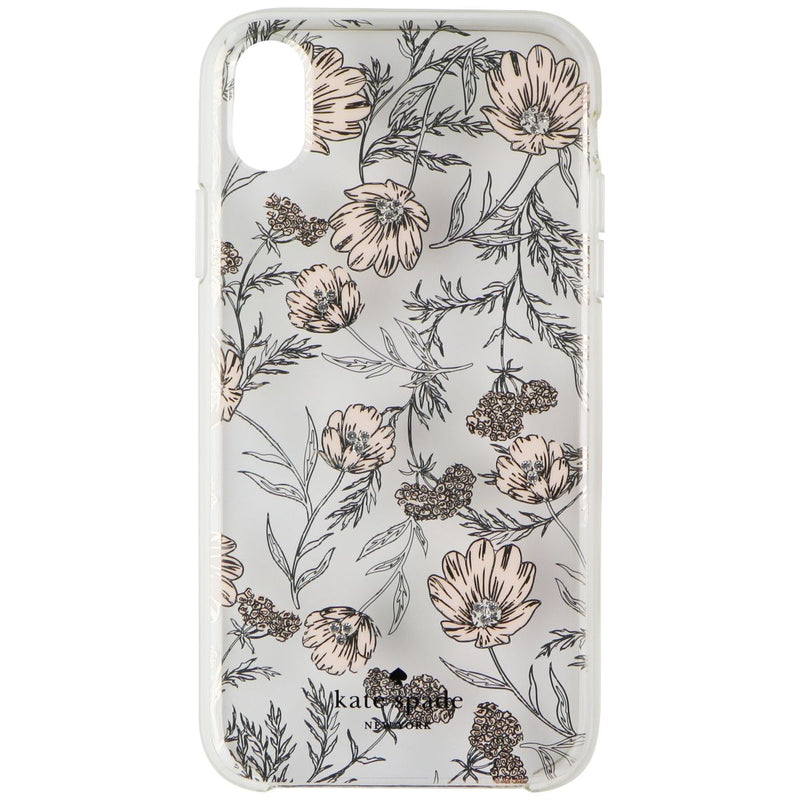 Kate Spade Hardshell Case for Apple iPhone XR - Clear / Pink Blossoms / Gems