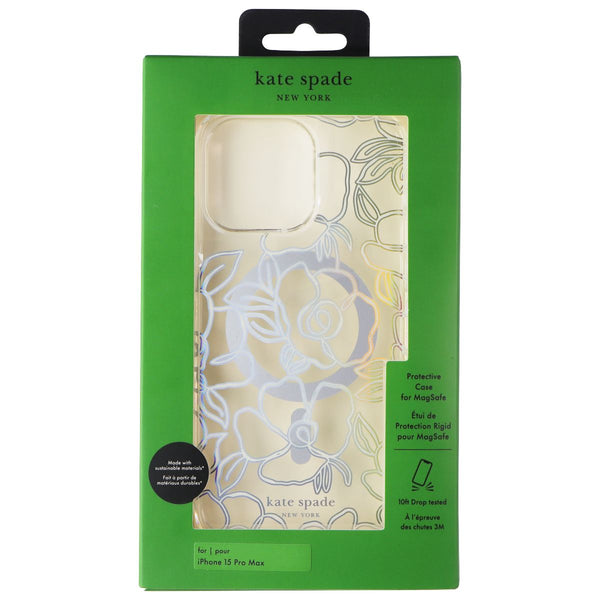 Kate Spade Case for MagSafe for iPhone 15 Pro Max - Modern Floral Silver