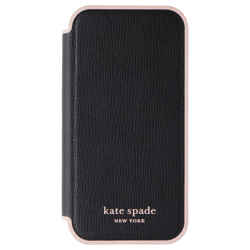 Kate Spade Wrap Folio Wallet Case for Apple iPhone 13 - Black/Pink Trim