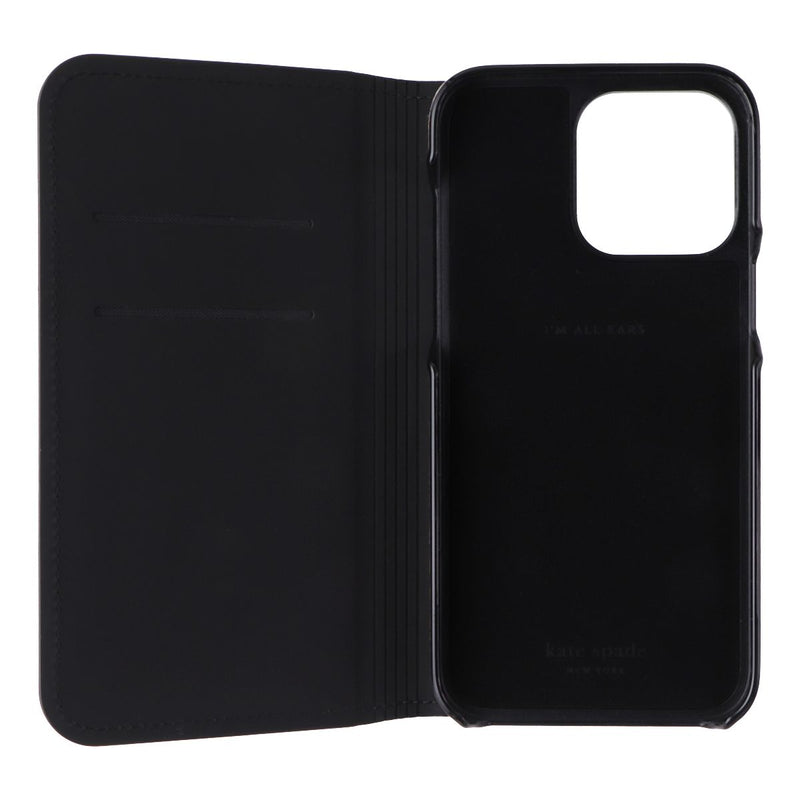 Kate Spade Wrap Folio Case for iPhone 14 Pro Max - Pale Vellum/Black Bumper